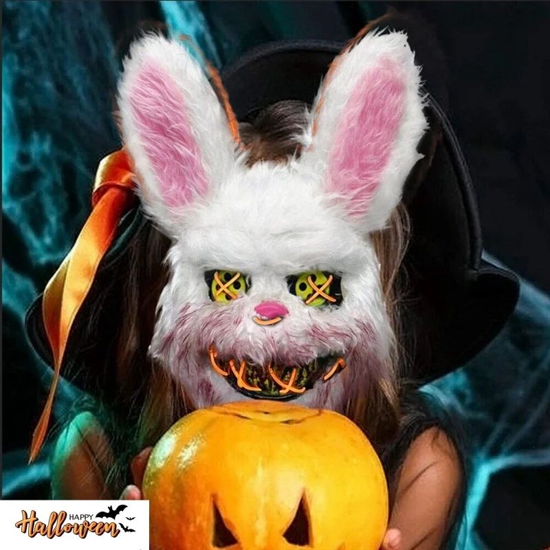 LED Bloody Rabbit Glow Mask Horror Cosplay Light Up Halloween Mask 2