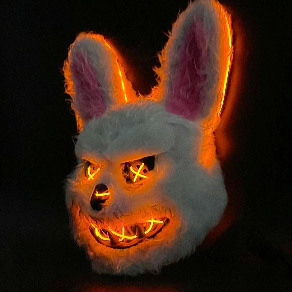 LED Bloody Rabbit Glow Mask Horror Cosplay Light Up Halloween Mask 7