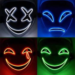 glowgrin led clown mask – light up led clown mask for halloween, cosplay & scary party costumes