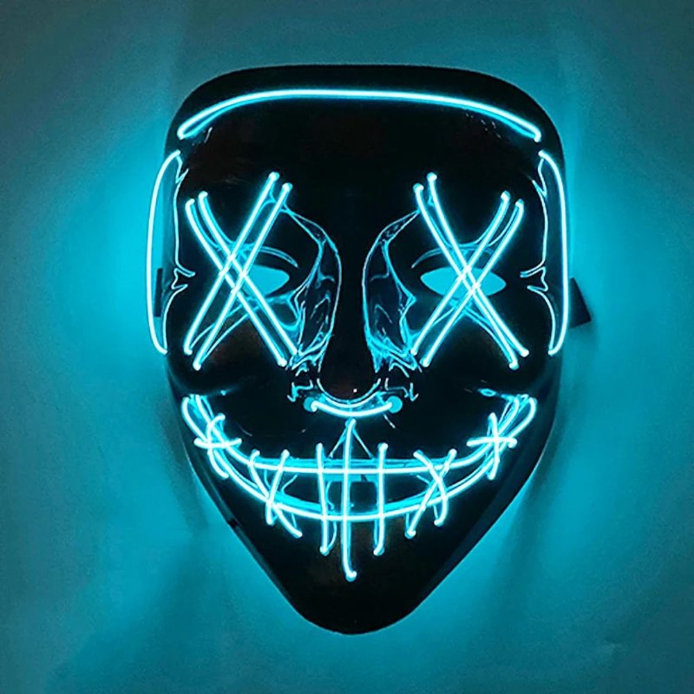 Neon Glow LED Purge Mask Wireless Light Up Halloween Cosplay Mask 1