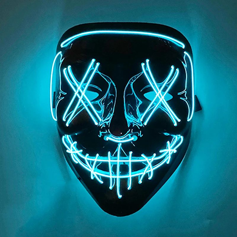 Neon Glow LED Purge Mask Wireless Light Up Halloween Cosplay Mask 1