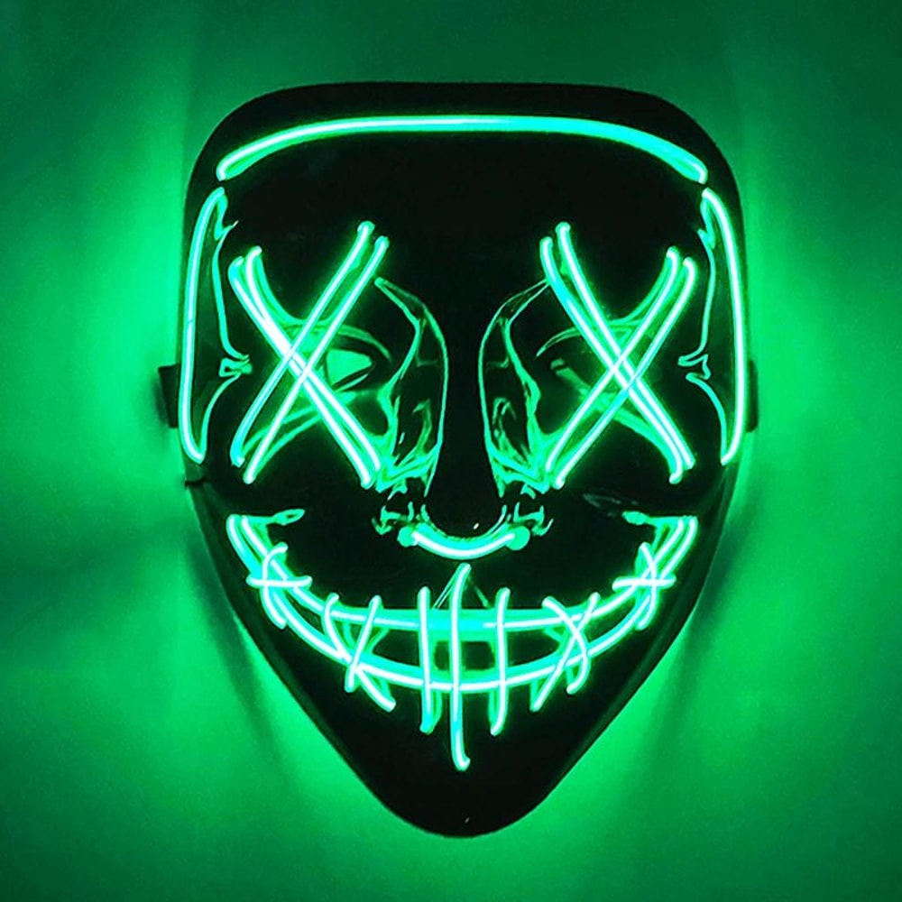 Neon Glow LED Purge Mask Wireless Light Up Halloween Cosplay Mask 3