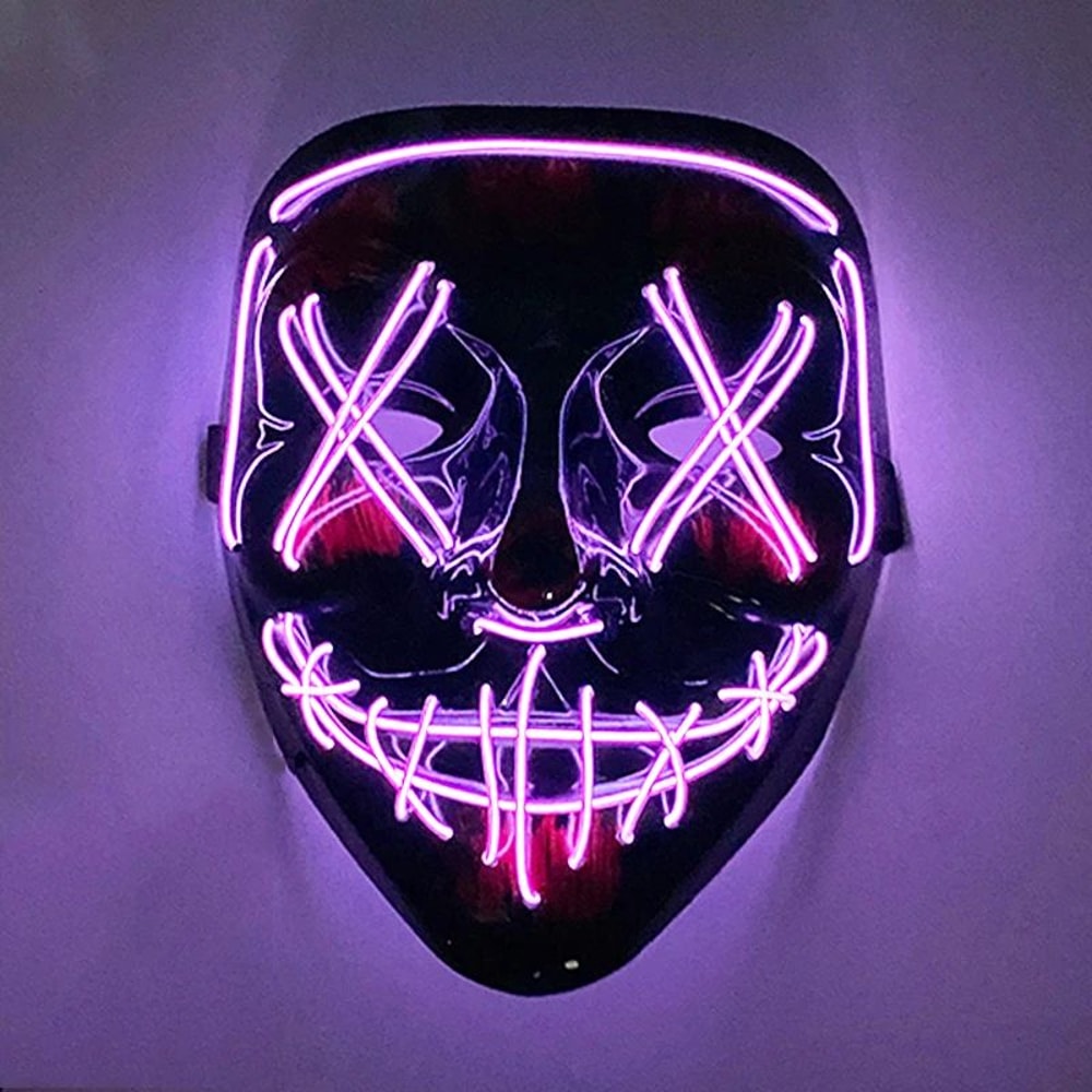Neon Glow LED Purge Mask Wireless Light Up Halloween Cosplay Mask 10