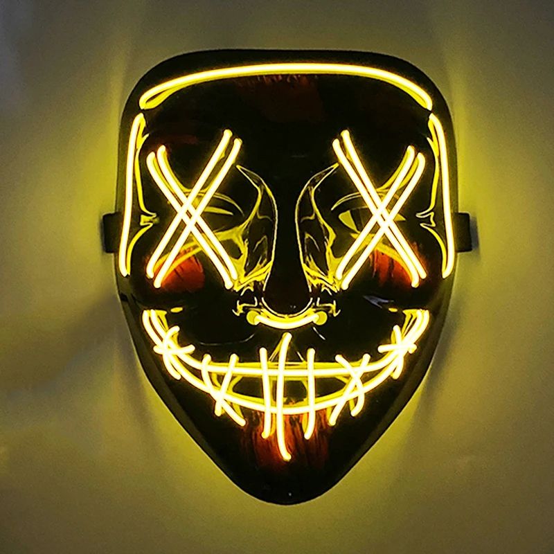Neon Glow LED Purge Mask Wireless Light Up Halloween Cosplay Mask 7