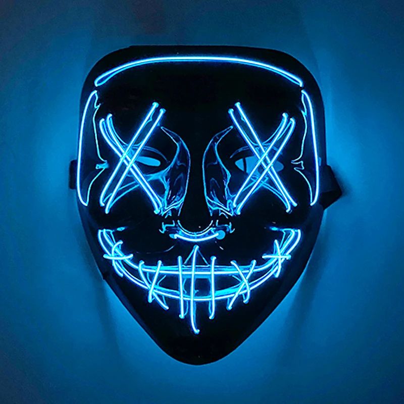 Neon Glow LED Purge Mask Wireless Light Up Halloween Cosplay Mask 8