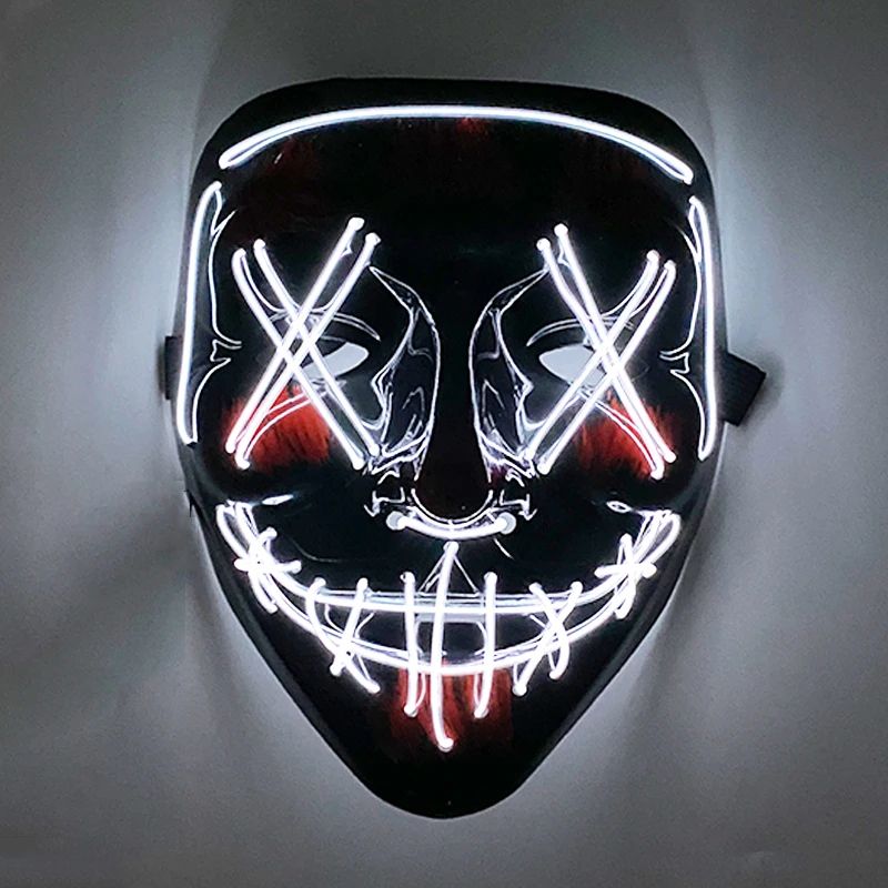 Neon Glow LED Purge Mask Wireless Light Up Halloween Cosplay Mask 9