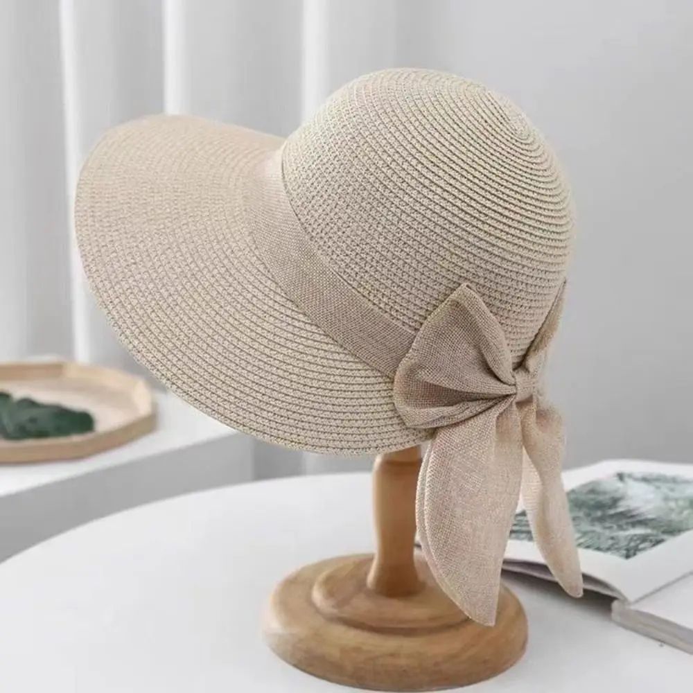 Elegant Bowknot Wide Brim Sun Hat Breathable Straw Sun Hat For Women With UV Protection 7