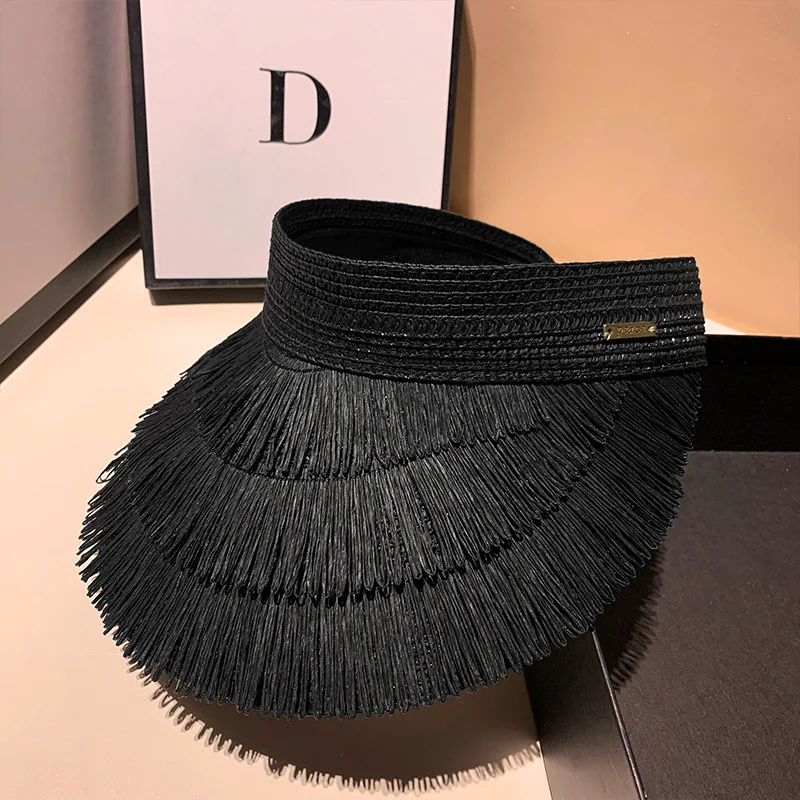 Chic Tassel Straw Sun Visor Hat With UV Protection For Women 6