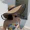 Vintage Foldable Straw Womens Sun Hat With Wide Brim UV Protection Beach Visor 1
