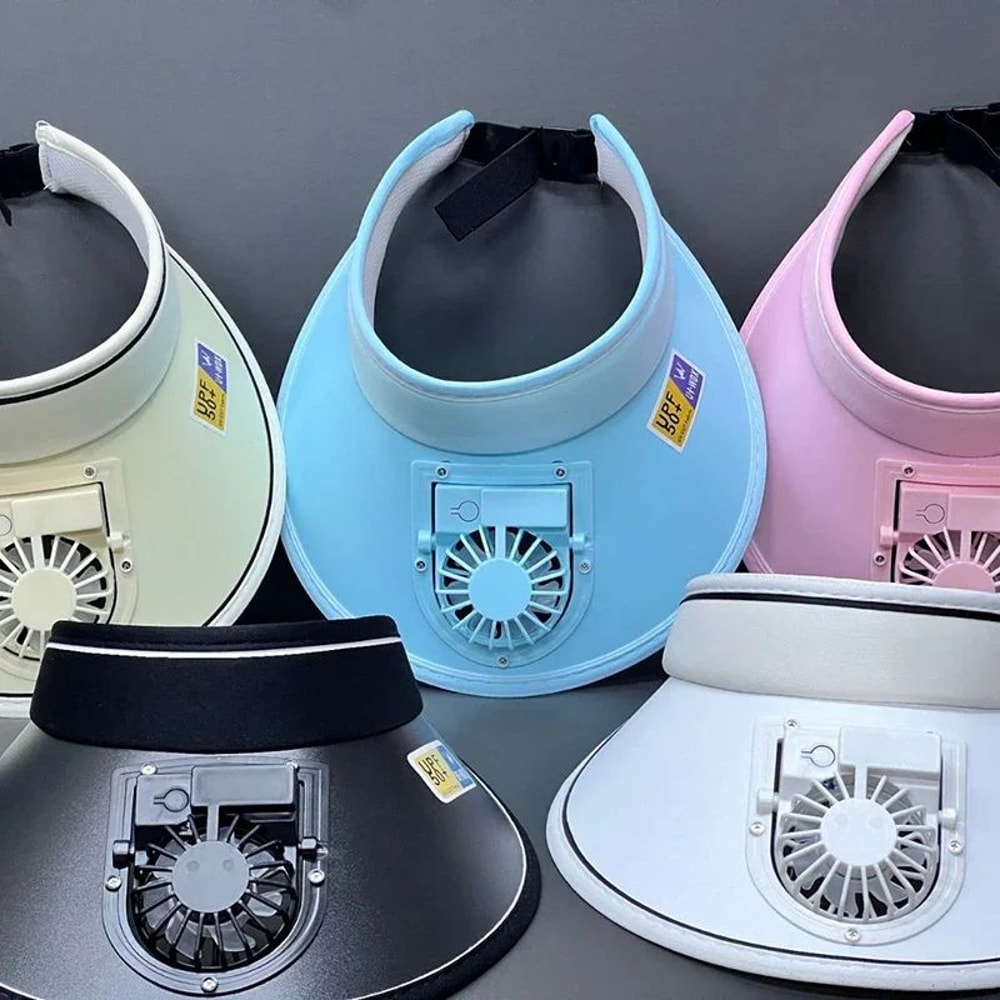 BreezeShade USB Rechargeable Cooling Fan Hat Breathable Sun Visor Hat With BuiltIn Fan 2