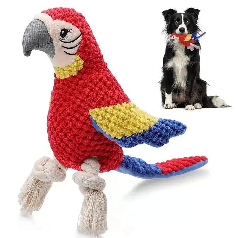 Parrot Dog Toy Squeaky Plush Dog Chew Toy For Small And Large Dogs 0