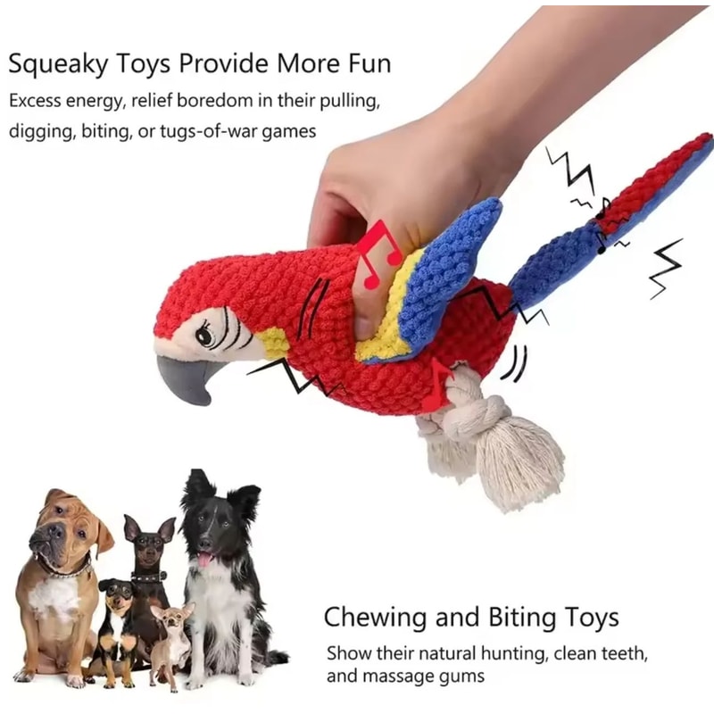 Parrot Dog Toy Squeaky Plush Dog Chew Toy For Small And Large Dogs 2
