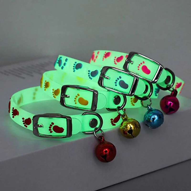 GlowSafe Cat Bell Collar Glow In The Dark Cat Collar For Cats Small Dogs 0