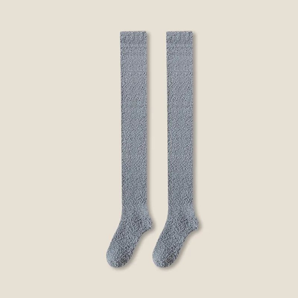CozyCloud Coral Fleece Thigh High Socks For Women Plush Over Knee Winter Lounge Socks 8