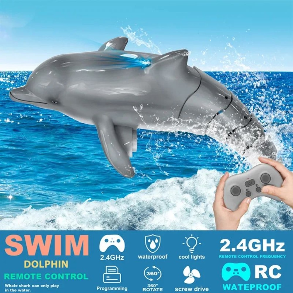 Realistic RC Dolphin Boat 24GHz Remote Control Dolphin Toy With Lights For Pool Play 2