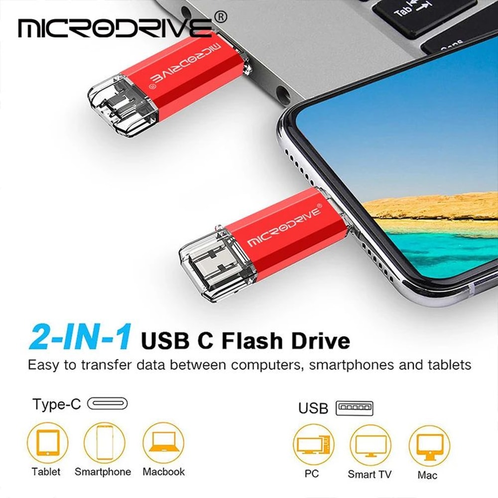 DualLink 2in1 USBC Flash Drive OTG Memory Stick For Phones Tablets PCs 5