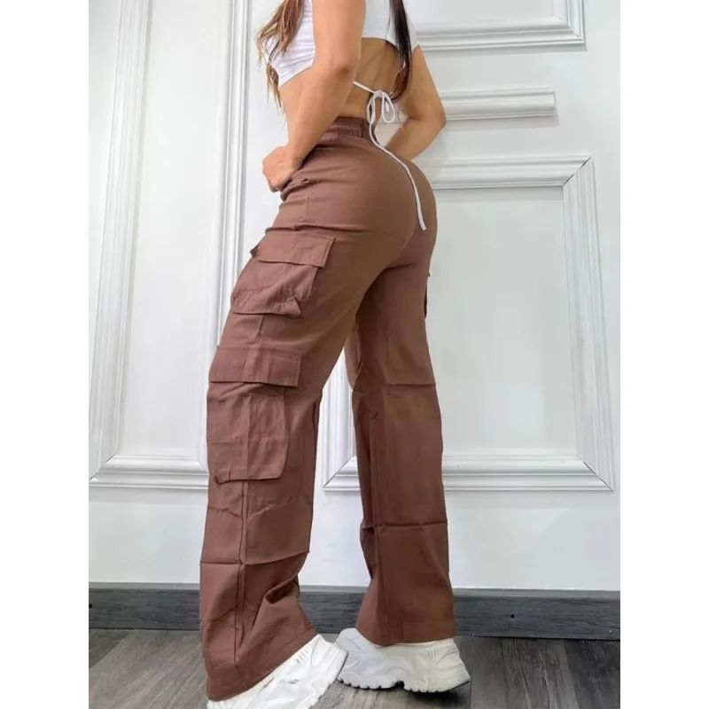 UrbanEase Womens Cargo Pants High Waisted Baggy Wide Leg Y2K Trousers 2