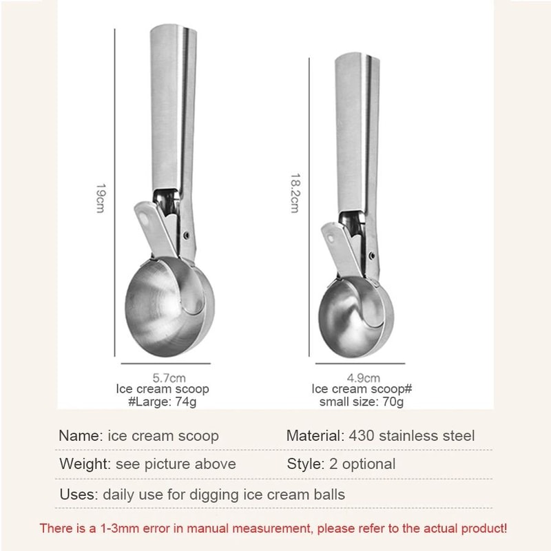 DualHead Stainless Steel Ice Cream Scoop Fruit Baller Kitchen Tool 1