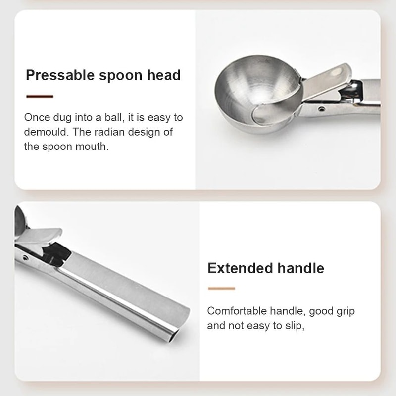 DualHead Stainless Steel Ice Cream Scoop Fruit Baller Kitchen Tool 2