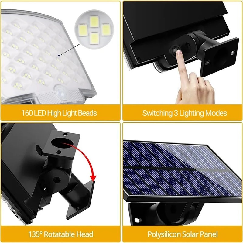 SolarGuard Pro Solar Motion Sensor Light With Separate Panel Waterproof Solar Flood Light Outdoor 2
