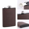 Brown Leather Hip Flask For Whiskey Portable Stainless Steel Flask In 6oz Or 8oz 1