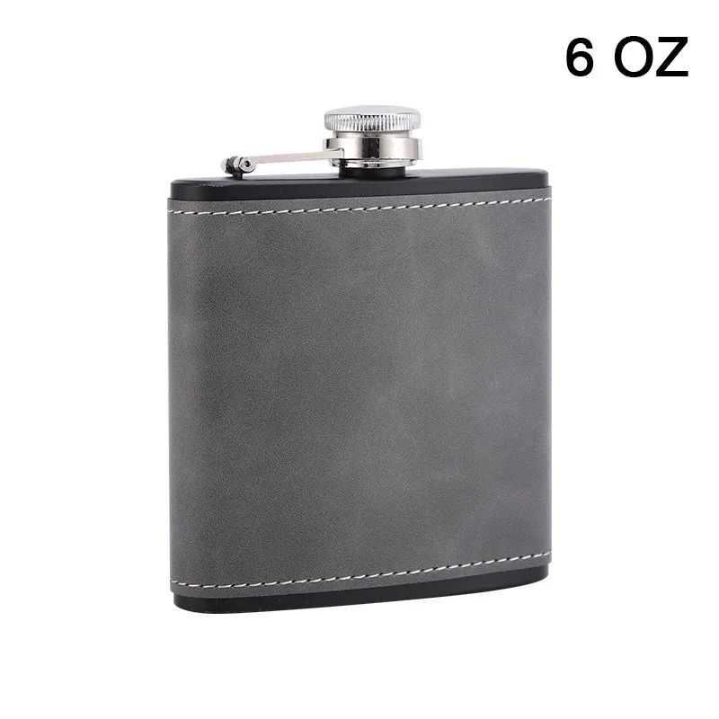 Brown Leather Hip Flask For Whiskey Portable Stainless Steel Flask In 6oz Or 8oz 7