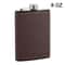 Brown Leather Hip Flask For Whiskey Portable Stainless Steel Flask In 6oz Or 8oz 8