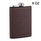 Brown Leather Hip Flask For Whiskey Portable Stainless Steel Flask In 6oz Or 8oz 8