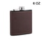Brown Leather Hip Flask For Whiskey Portable Stainless Steel Flask In 6oz Or 8oz 9