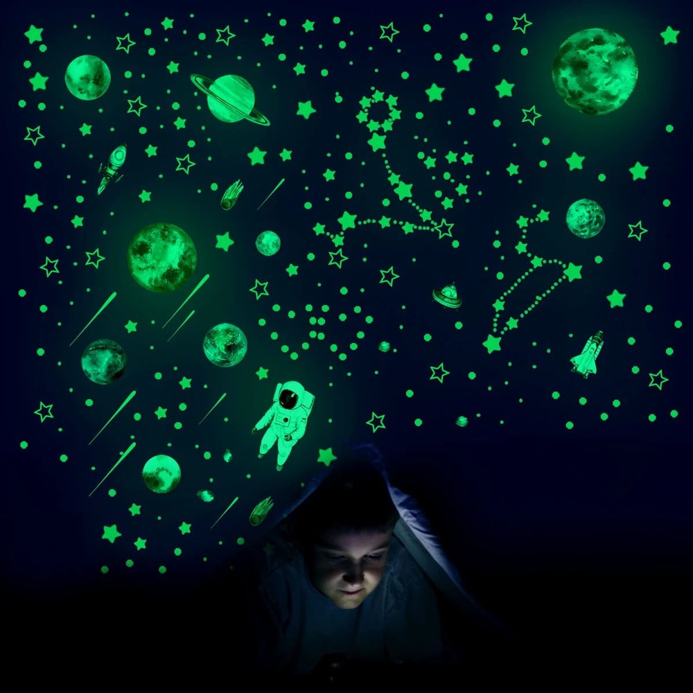 Glow In The Dark Stars Wall Stickers 849PCS Luminous Star Planet Ceiling Decor Set For Kids Rooms 0