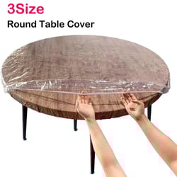 crystalguard clear round table protector – elastic pvc waterproof table cover