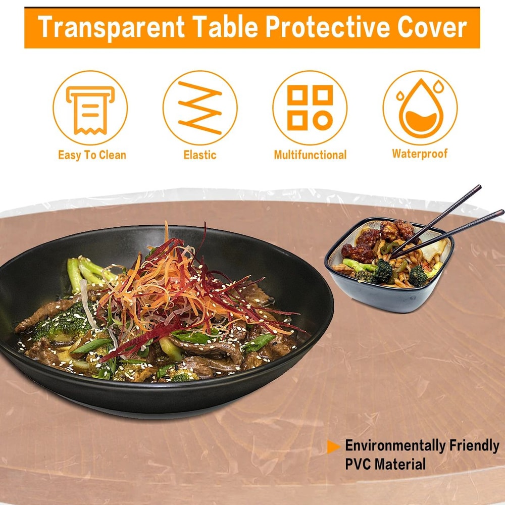 CrystalGuard Clear Round Table Protector Elastic PVC Waterproof Table Cover 3