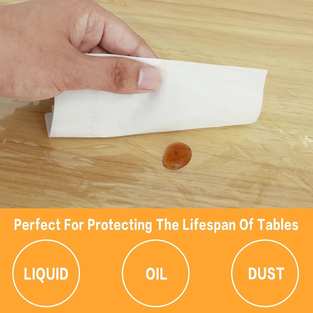 CrystalGuard Clear Round Table Protector Elastic PVC Waterproof Table Cover 4