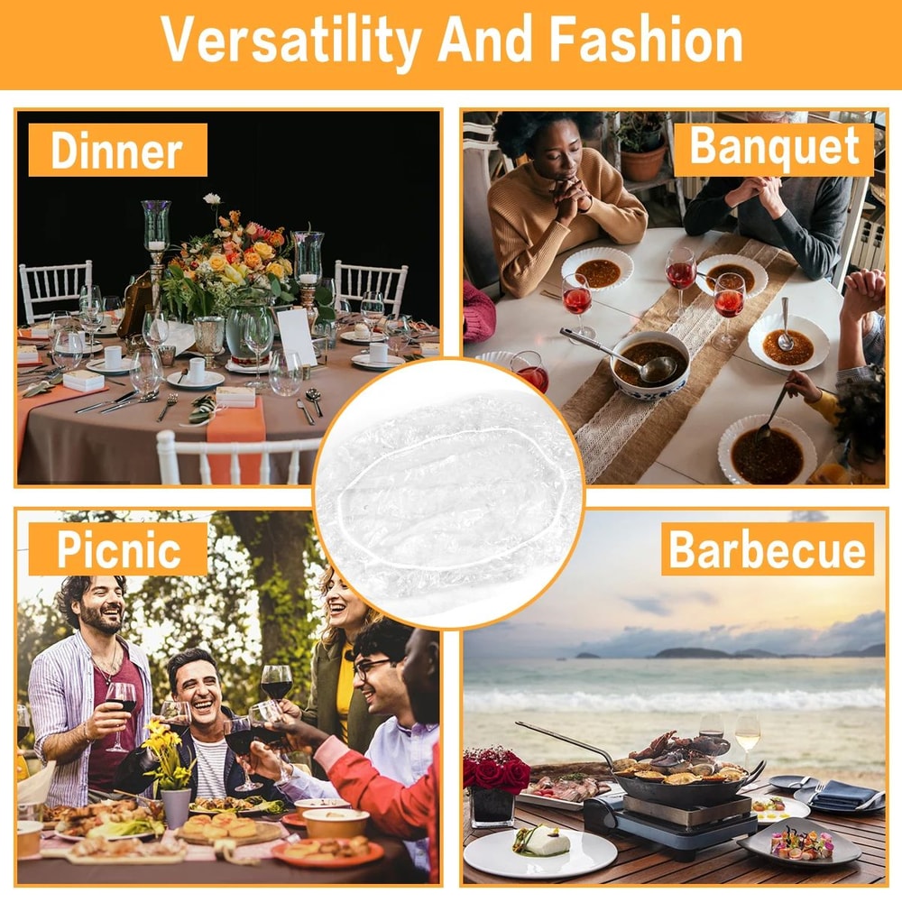 CrystalGuard Clear Round Table Protector Elastic PVC Waterproof Table Cover 5