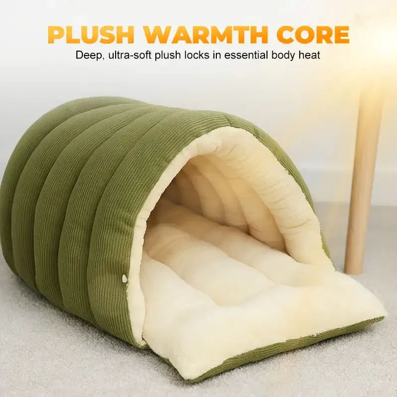 CozyTherm Plush Enclosed Cat Bed SelfWarming Winter Cat Cave House For Calm Comfort 1