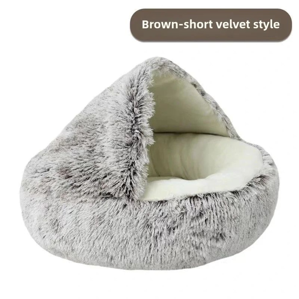 CozyShell Cat Cave Bed For Indoor Cats Soft Winter Nest With Plush 2in1 Design 7