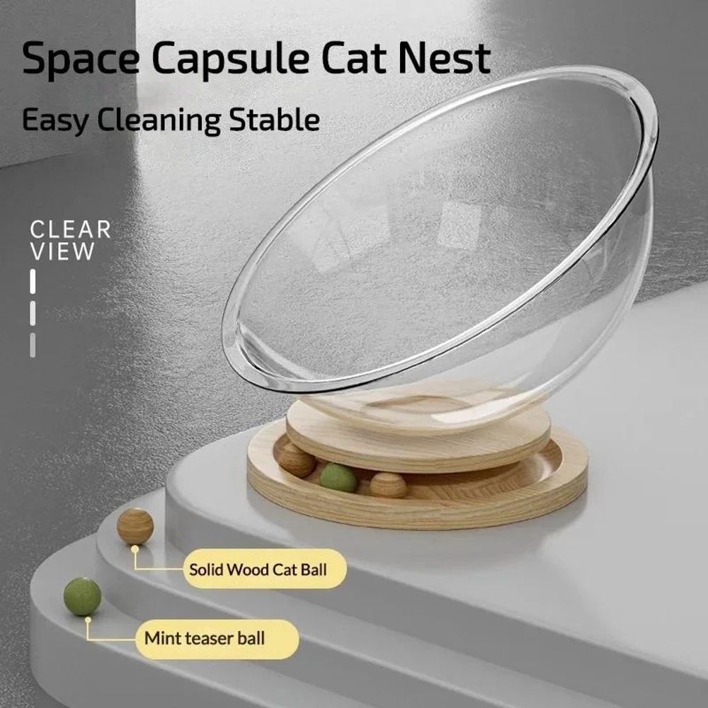 Clear Cat Bed Capsule House With Removable Cushion For AllSeason Comfort 1