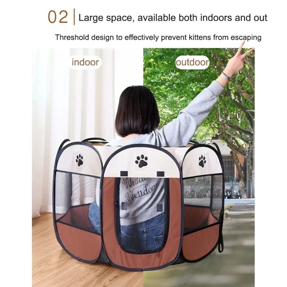 Portable Cat Tent Foldable Pet Playpen For Travel Indoor Outdoor Use 4
