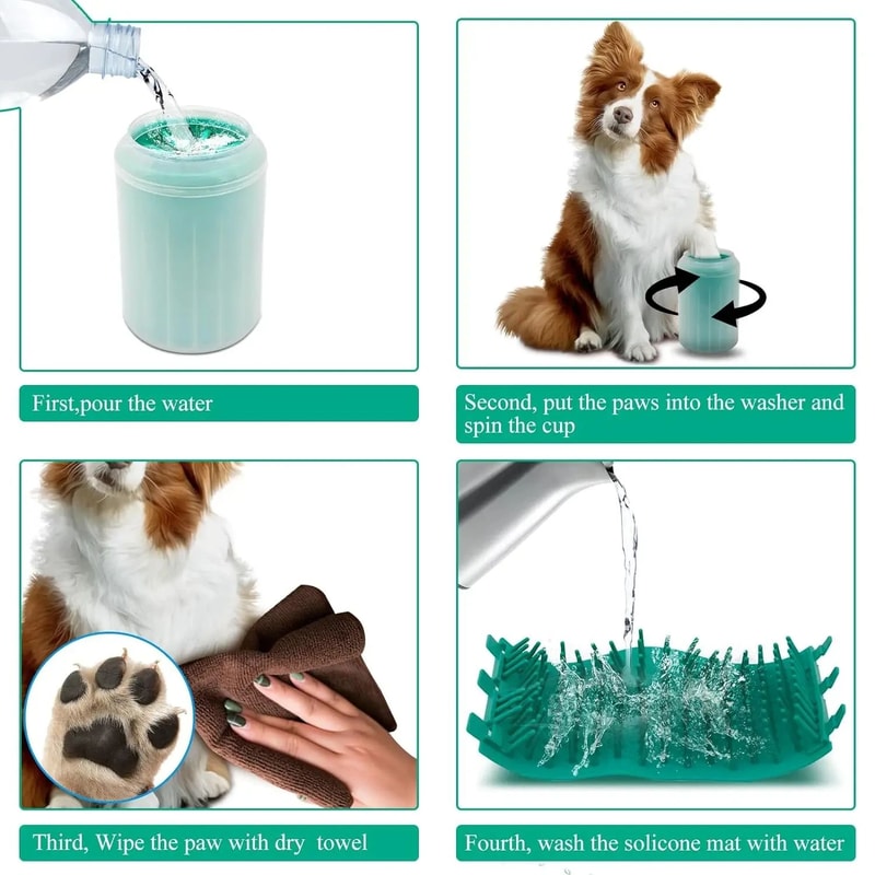 CleanPaws Portable Dog Paw Cleaner Cup With Soft Silicone Brush For Dogs Cats 3