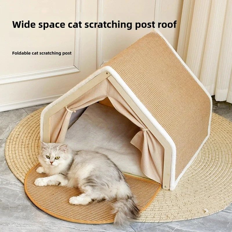 CozyShell Winter Cat Cave Bed With BuiltIn Sisal Scratcher 3