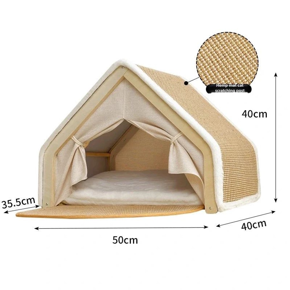 CozyShell Winter Cat Cave Bed With BuiltIn Sisal Scratcher 5