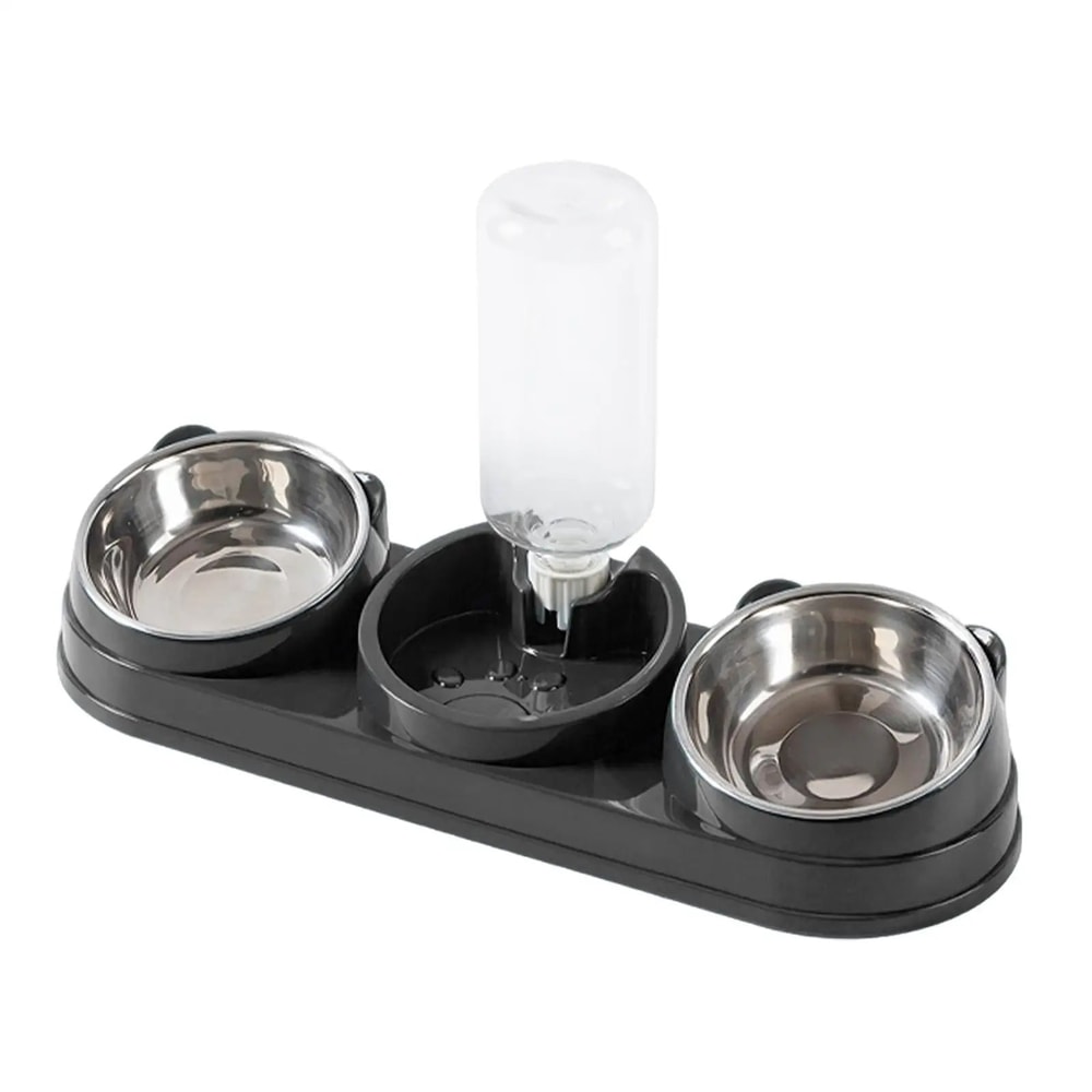 3in1 Tilted Cat Bowl Feeding Station With Automatic Water Dispenser Ergonomic Elevated Cat Bowl Se 7