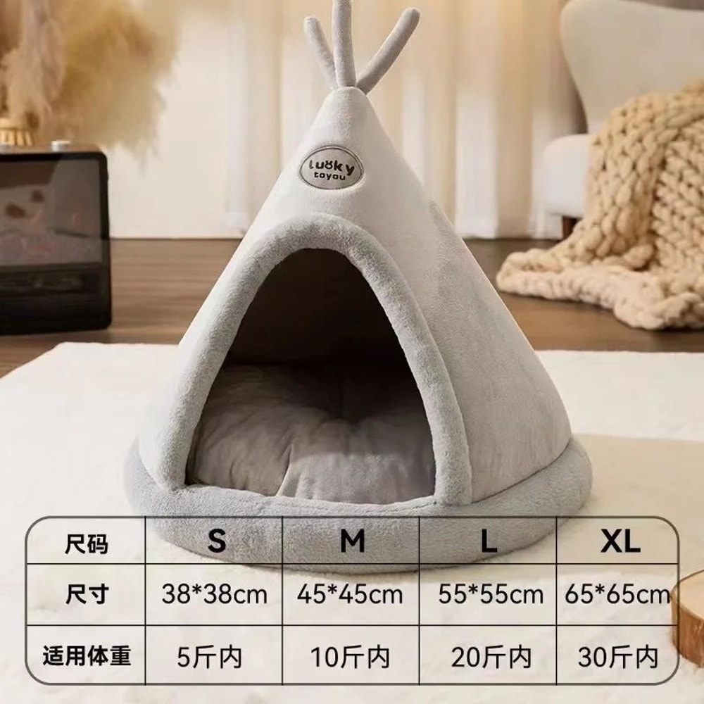 Cozy Plush Enclosed Cat House Washable Cat Cave Bed For Indoor Cats 5