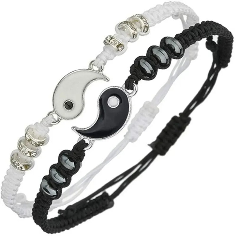 Harmony Bond Yin Yang Couple Bracelet Set Adjustable Tai Chi Rope Bracelets For Couples Friends 0