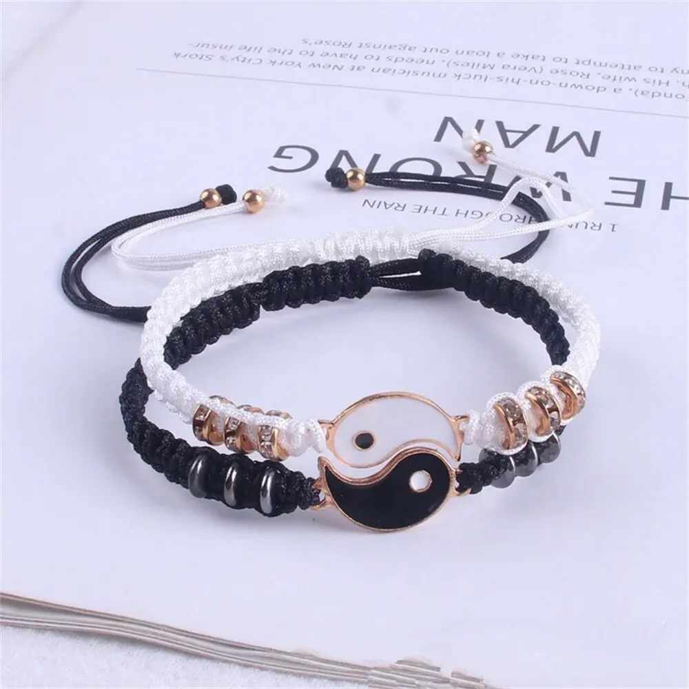 Harmony Bond Yin Yang Couple Bracelet Set Adjustable Tai Chi Rope Bracelets For Couples Friends 1