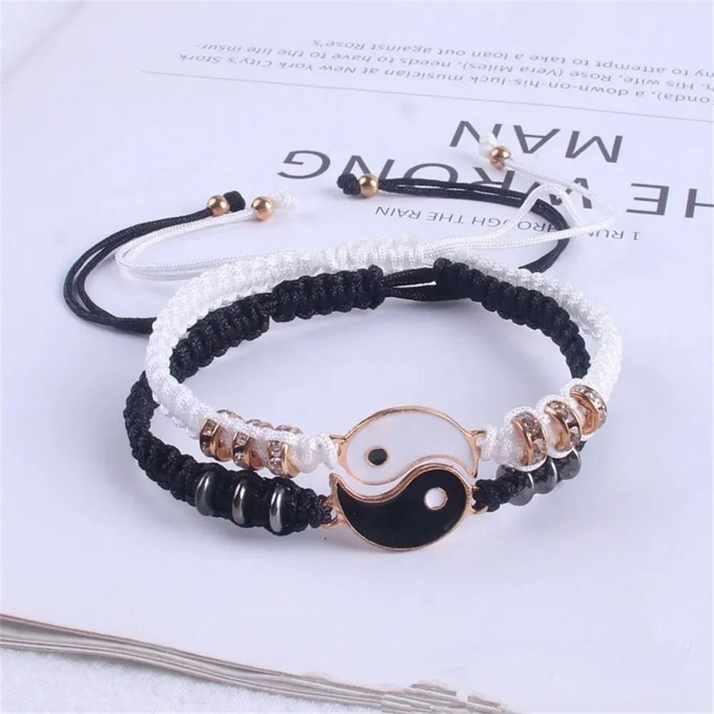 Harmony Bond Yin Yang Couple Bracelet Set Adjustable Tai Chi Rope Bracelets For Couples Friends 1