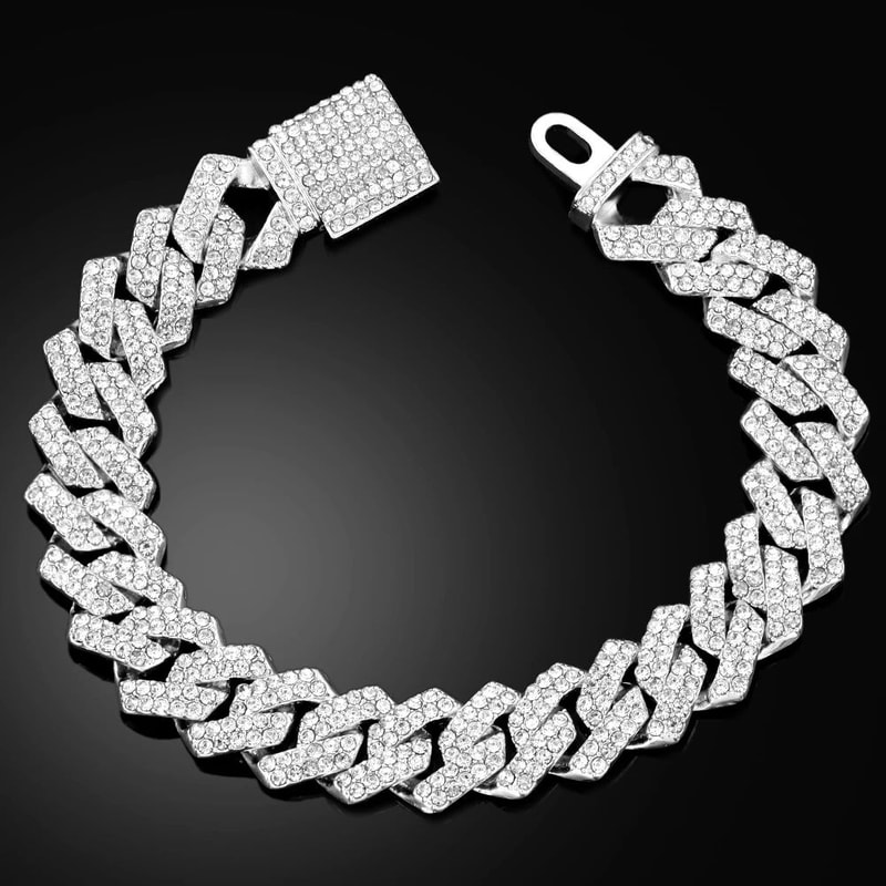 Iced Rhombus Diamond Cuban Link Bracelet For Men Luxury Hip Hop Chain Wrist Jewelry 1