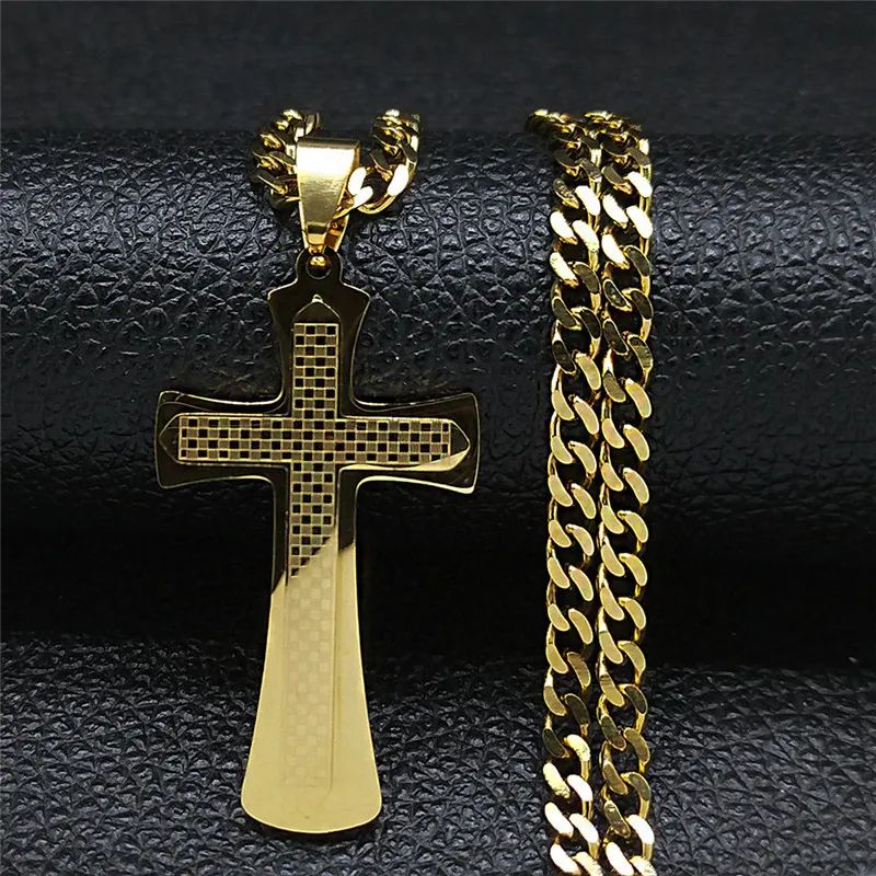 FaithShield GoldPlated Stainless Steel Cross Necklace With Jesus Pendant Hip Hop Style Jesus Cross 6