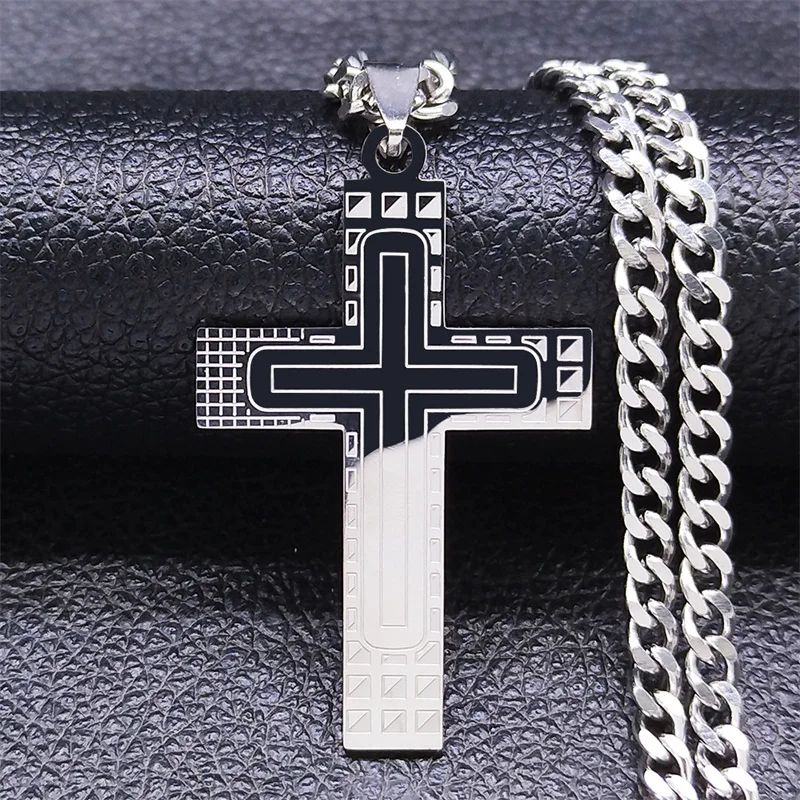 FaithShield GoldPlated Stainless Steel Cross Necklace With Jesus Pendant Hip Hop Style Jesus Cross 9