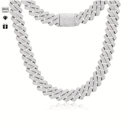 14mm moissanite cuban link chain – 925 sterling silver mens cuban chain necklace